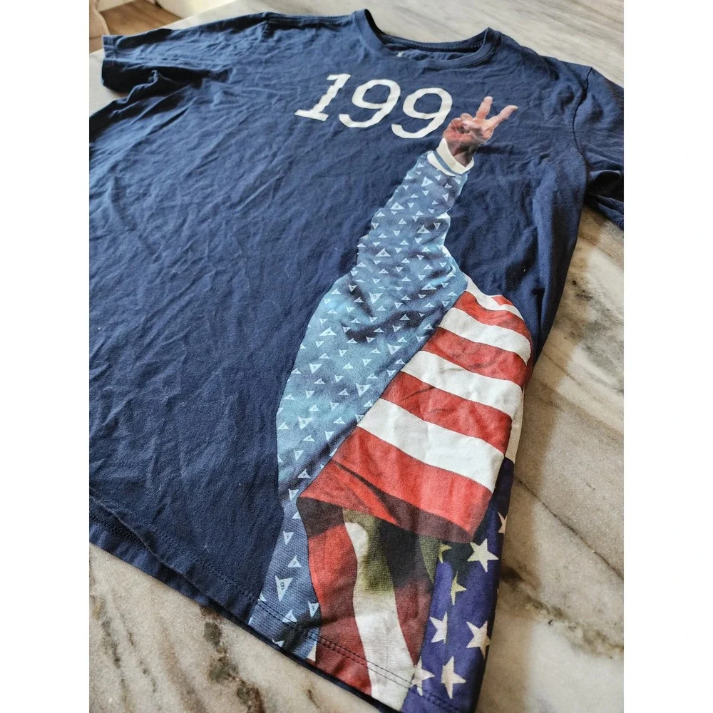 Jordan Mens Navy Blue 1992 Dream Team American Flag Graphic T-Shirt XL